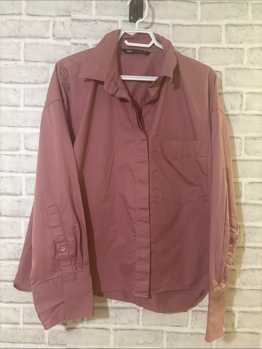 ZARA Dusty Rose Button-Down long sleeve Shirt, XXL